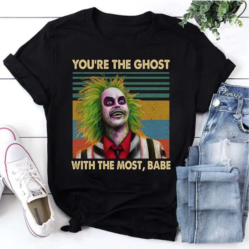 Beetlejuice You're The Ghost with The Most Babe For Men - For Women Comfort Colors T-Shirt, Retro Halloween Stay Spooky Shirt, Beetlejuice Film Fan Gift Tee, Casual Cotton Top