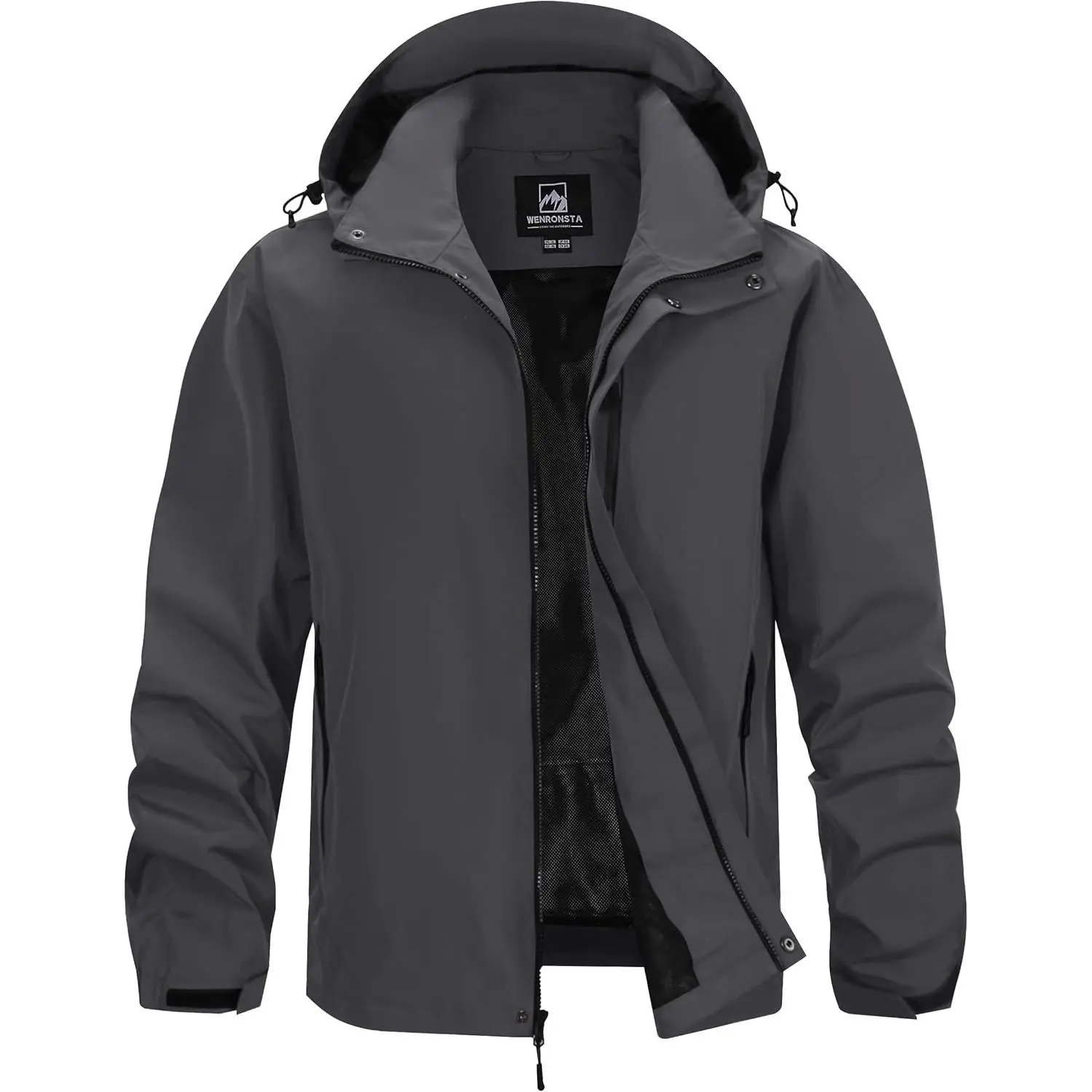 WENRONSTA Men's Lightweight Rain Jacket Waterproof Windbreaker Hooded Raincoat Shell Jacket Outdoor Hiking Fishing Travel