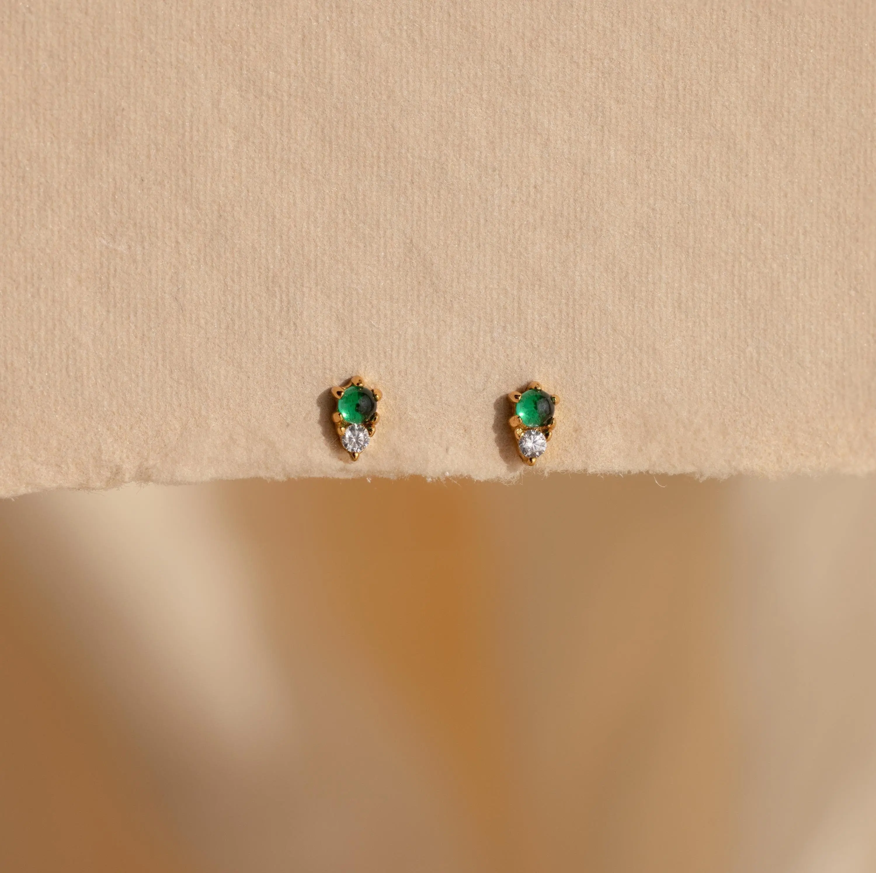 Raindrop Jade Studs by Caitlyn Minimalist - Tiny Green Jade & Diamond Gemstone Stud Earrings - Dainty Everyday Earrings for Women - Birthday Gift