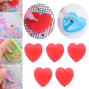 25pcs Heart-Shaped Diamond Painting Wax Glue Accessories Diamond Cross Stitch Quick-Point Drilling Glue Tool Red And Blue Optional