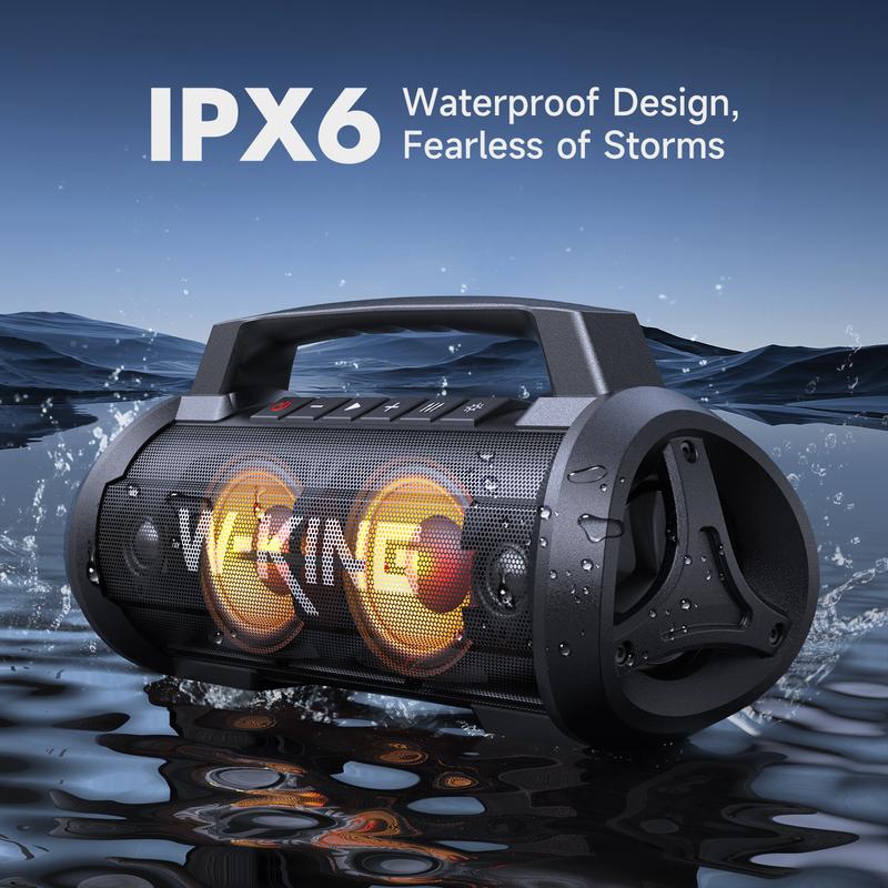 W-KING  120W Peak 70W RMS  table Bluetooth Speaker with Wireless Microphone, Waterproof Speakers with Subwoofer Outdoor Speakers Bluetooth Boombox/42H/Bass Up/DSP/AUX/Stereo Pairing Waterspeaker Karaoke Set speaker subwoofer bluetooth speakers