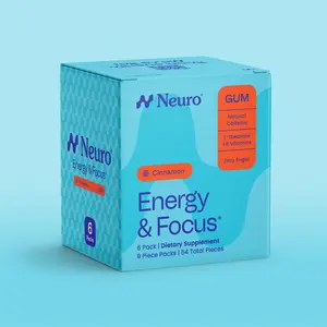 Neuro Energy Caffeine Gum for Energy & Focus - Sugar-Free with L-theanine, Caffeine, Vitamin B12 & Vitamin B6 - Cinnamon Flavor