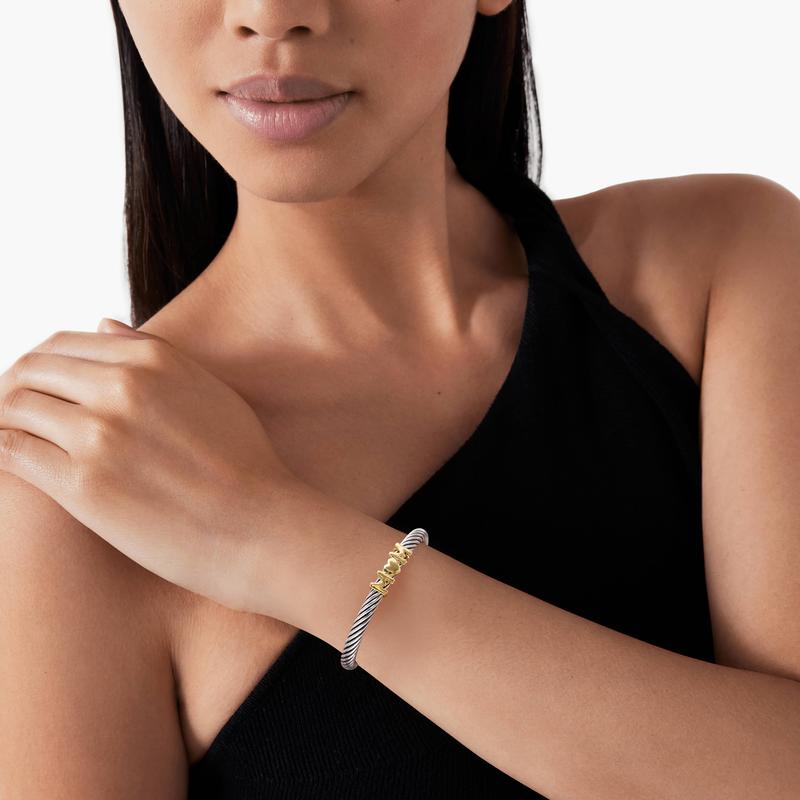 MYTYS Mother's Day Gift Twisted Cable Cuff Bracelet for Women Adjustable Bangle Charm Wrist Personalized Jewelry Trendy Jewellery Accessories