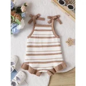 Girls' Autumn and Winter Striped Tank Top Jumpsuit Sweater