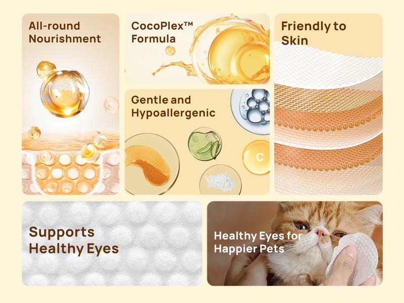 Eye Wipes for Dogs & Cats, HICC PET Hypoallergenic Dog Eye Wipes Cleaner, Natural Cleaning Grooming Pet Wipes Gently Remove Tear Stain, Eye Debris, Discharge, Mucus, Non-Irritating, Unscent, 100 PCS Large  Pet Grooming Eye#petlife