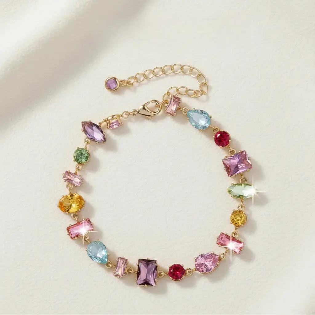 Dopamine Candy Bracelet for Women, 18K Gold Plated Colorful Y2K Beaded Bracelet, Cute Mood Boosting Jewelry Gift for Girlfriend or BFF