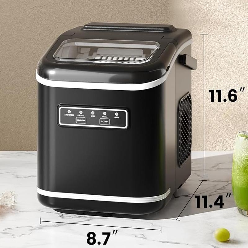 ecozy Portable Countertop Ice Maker, 8 Ice Cubes in 6 Minutes, 26 lbs Daily Output,Self-Cleaning with Ice Bags, Scoop, and Basket Kitchenware Home