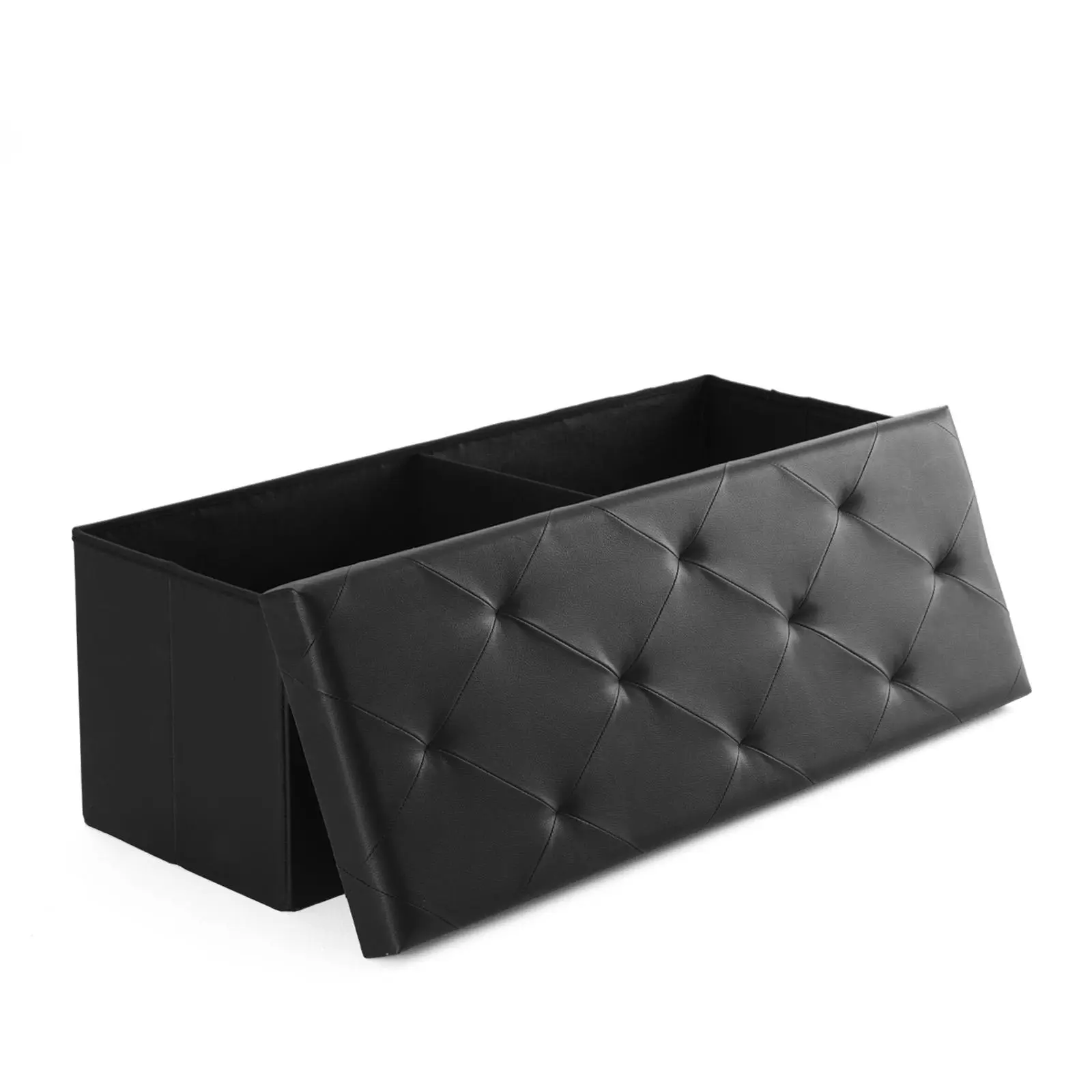 Folding Storage Ottoman Bench, Foot Rest Stool with Padded Seat, Large Toy Box Storage Chest with Seatin, Holds up to 660 lb