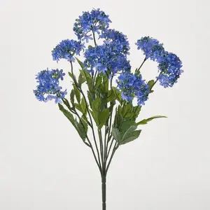 Royal Blue Seeding Snowball Bush Faux Floral Spray - 18"