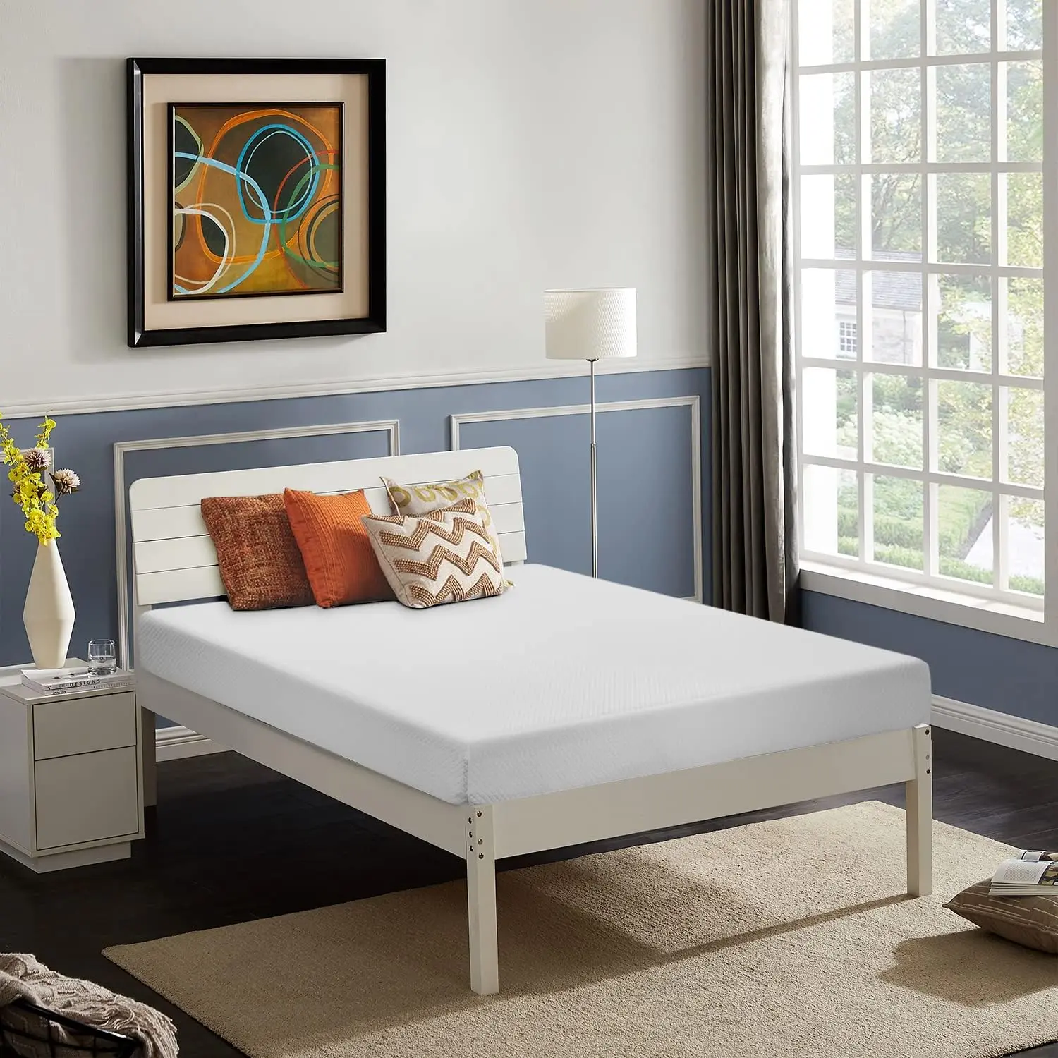 5-in Durable Medium Firm Gel Memory Foam Mattress, CertiPUR-US Certified, Contoured Dual-Layered Design, Vented Breathable Fabric, Washable Removable Cover, Bed in a Box, Cooling Effect Firm Mattress for Sleep Support, White, Firm Mattresses