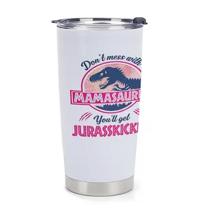 Funny Mamasaurus Tumbler - Dinosaur Mom Gift with Nutrition Facts - 20oz Stainless Steel Travel Mug for Mother's Day Birthday