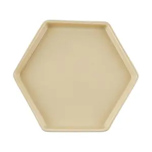 SSUEIM Mariebel Korean Ceramic Hexagon Plate - Beige 185mm Dessert Cake Snack Dish
