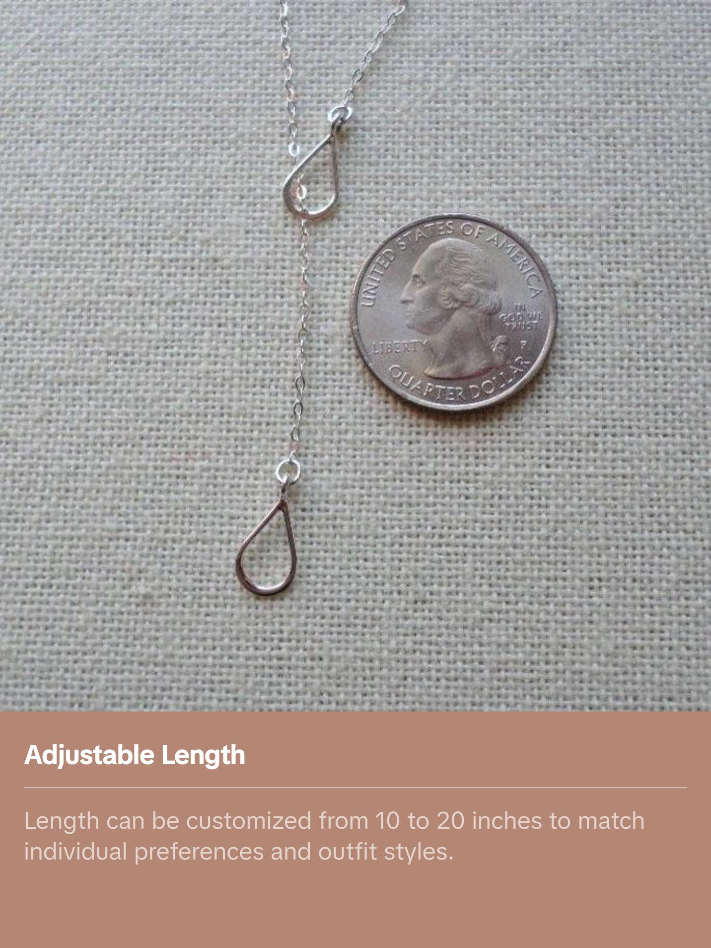 Lariat Necklace, Silver Lariat Necklace, Sterling Silver Lariat Teardrop Necklace, Bridesmaid Gifts, Weddings, Bridal, Christmas Gift