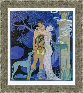 Phaedra and Hippolytus – George Barbier, 1914 | Framed Canvas Reproduction Art