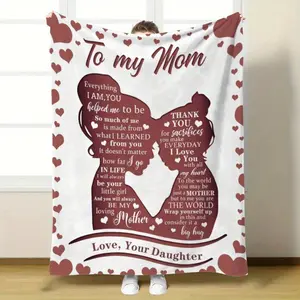 Daughter'S Gift for Mom-Cozy Flannel Blanket with Heartfelt Message, Perfect for Birthdays, Mother'S Day, Valentine'S Day, Christmas, and Thanksgiving, All-Season Throw with "To My Mom" Design,Mother'S Day Gift Heartfelt Message Blanket Plush Texture