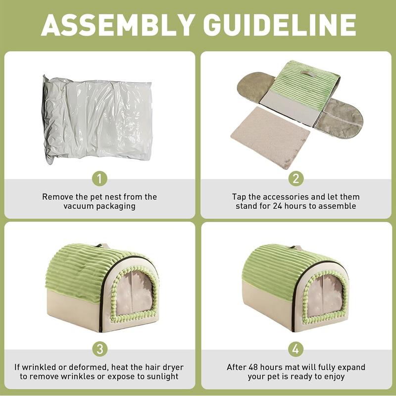 Petfeet Indoor Dog House, Four Seasons Cat House for Small, Medium, Extra Large Dogs and Cats, Pet Shelter, Removable, Washable Pet Tent, Dog Bed with Privacy Gate, Warm Soft Kennel with Removable Cushion