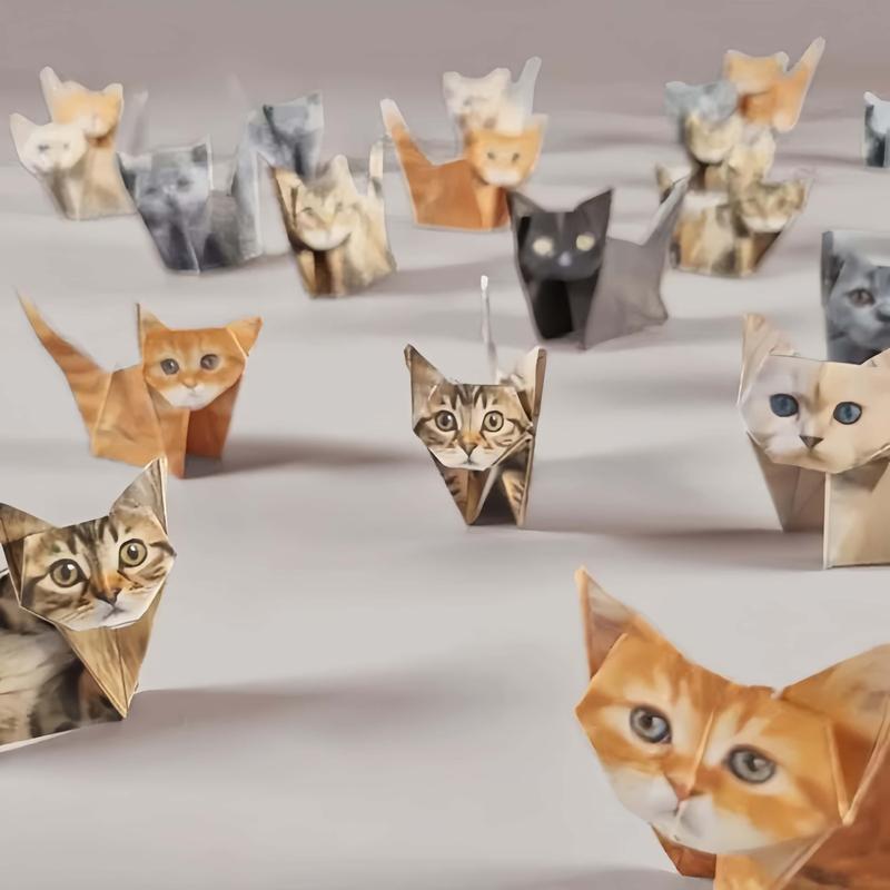 Origami Craft Kit: Fold Kittens/Dinos/Dogs + Train Hand Dexterity — Perfect for Parties & Desk Decor