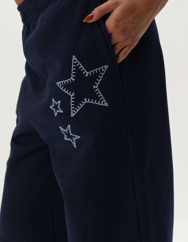 FULL TILT Embroidered Star Womens Wide Leg Sweatpants