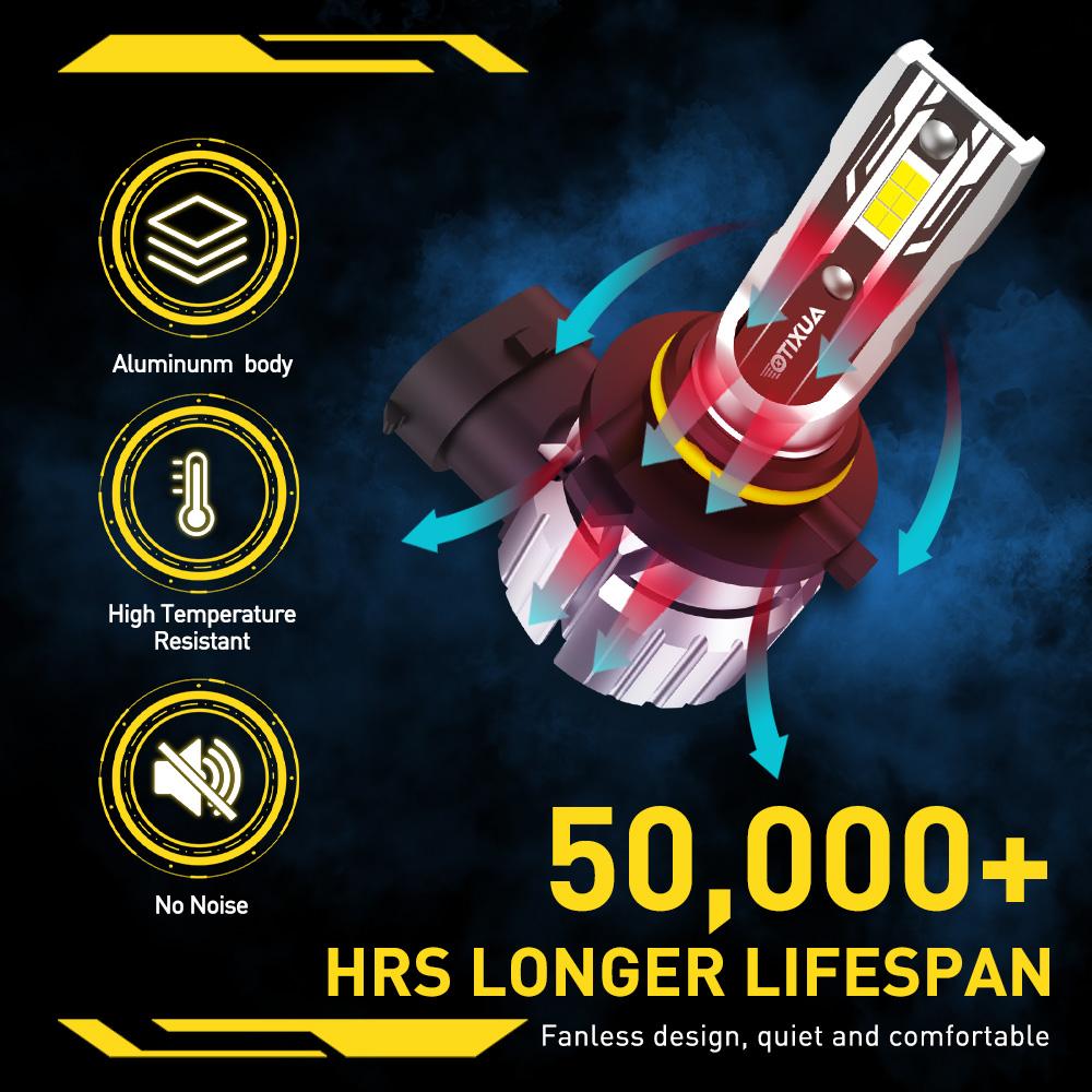 AUXITO 9005 9006 LED Headlight Bulbs Combo for High Low Beam Replacement, 12000LM 6500K Cool White, Wireless Headlight LED Bulbs, Pack of 4