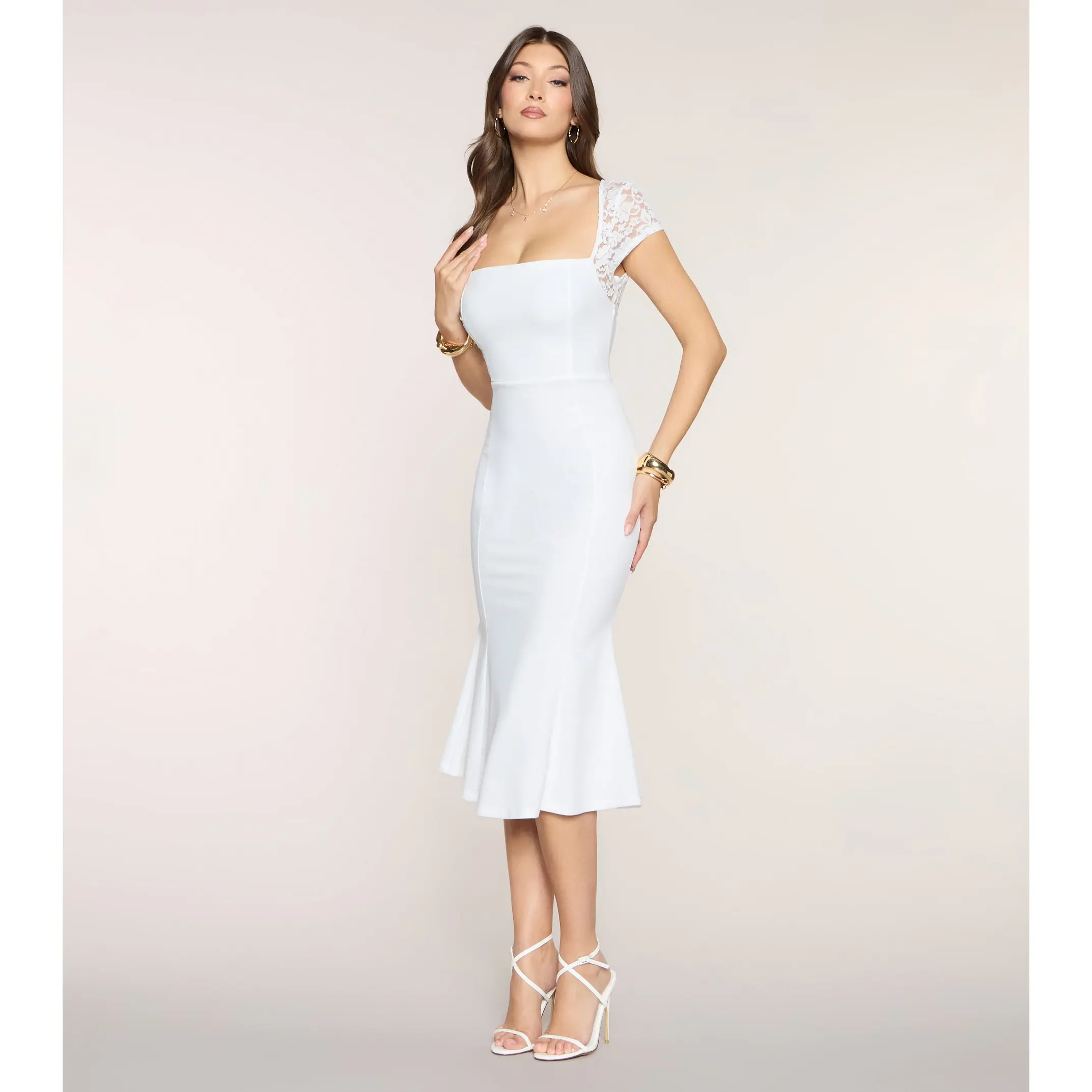 Carolyn Crepe Midi Formal Dress