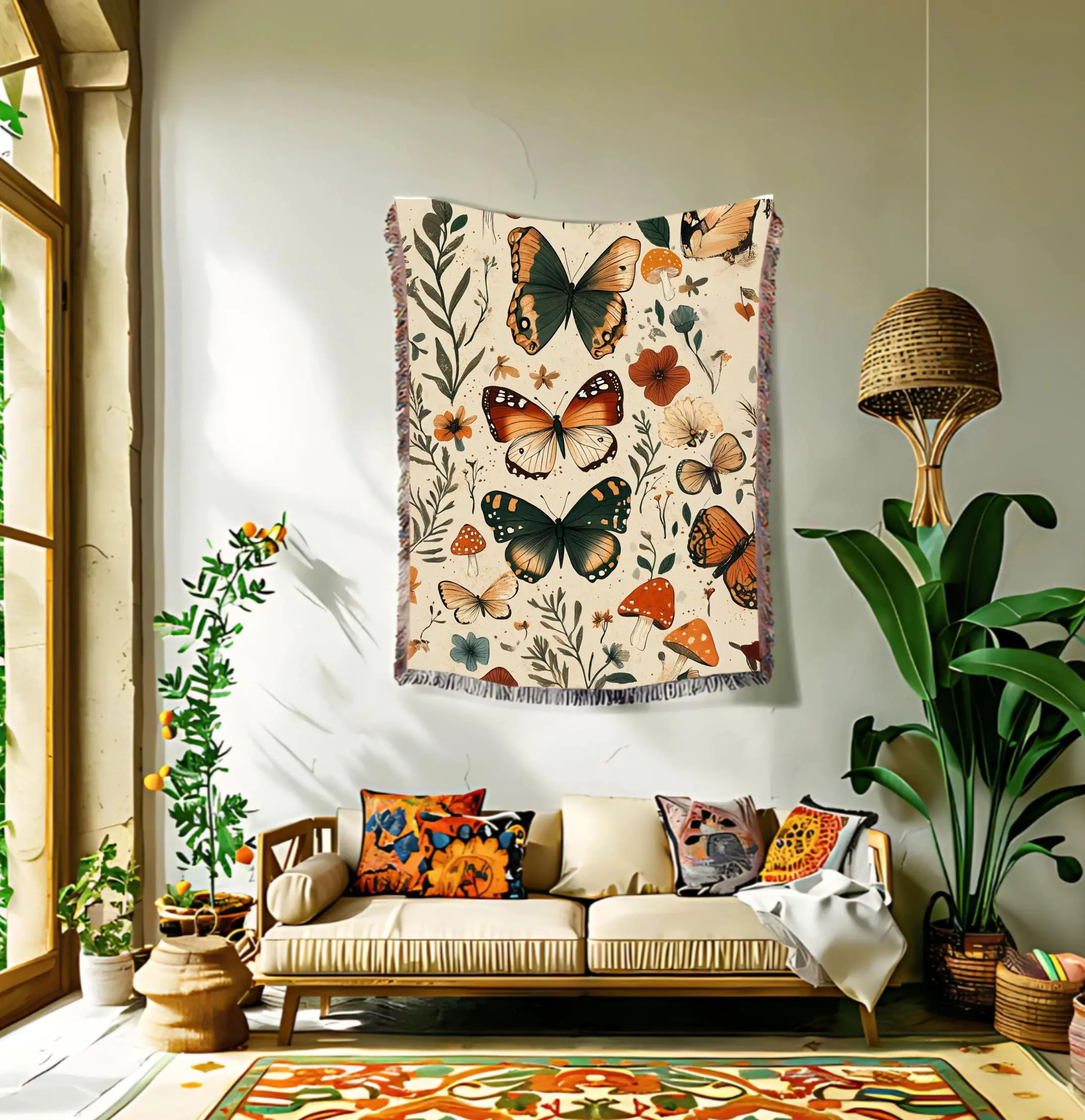Butterfly Woven Blanket Custom Custom Blanket Woodland Woven Blanket Cottagecore Blanket Boho Blanket Butterfly Decor Mom Grandmother Gift