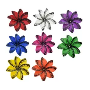 Tattoo Flower Hair Stick, Tribal w/ Faux Tahitian Pearl