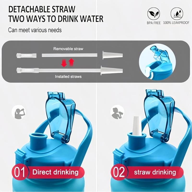 3-Piece Motivational Water Bottles with Time Mark & Leakproof Lids, Gradient Design with Straws, Reusable Hydration Set for Sports, Fitness & Daily Use – Perfect Holiday Gift, Ideal Gifting Choice