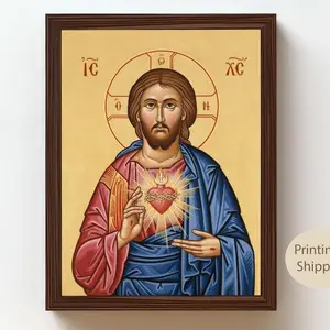 Sacred HeArt No-frame of Jesus Icon: Catholic Religious Print, Christian Home Decoration