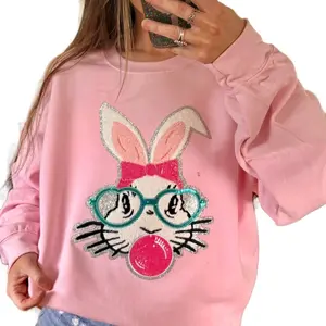 Bubblegum Bunny Patch Sweatshirt | Pink Gildan sweatshirt