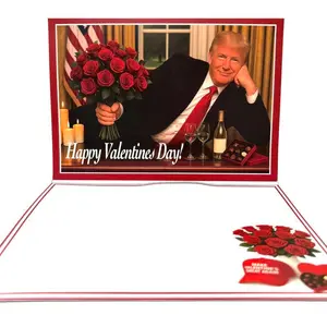 Trump Valentines Card - Funny Card for Republicans on Valentines Day with Red Roses and Wine Bottle Design