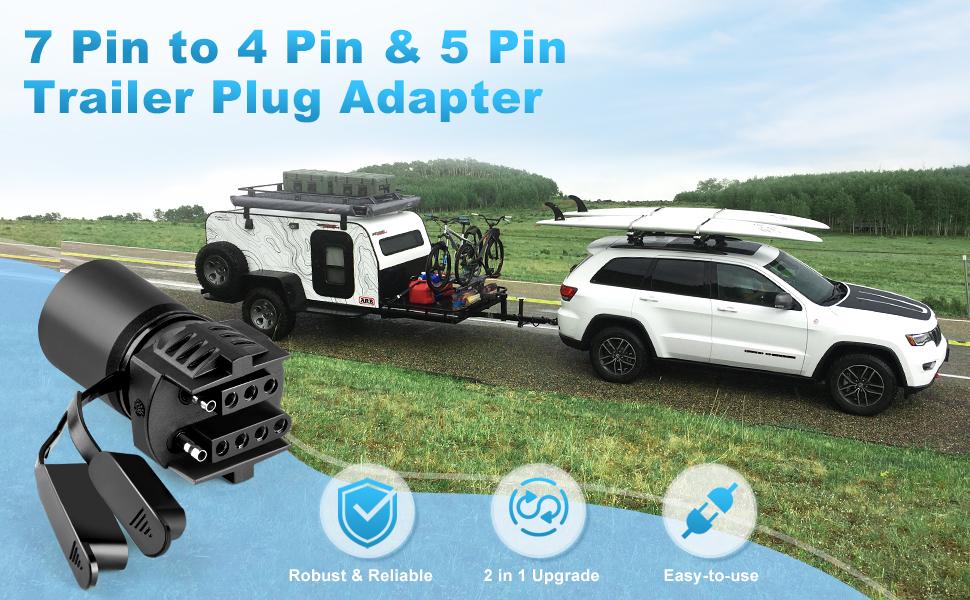 DIBMS 7 Pin to 4 Pin Trailer Adapter, 7 Way to 5 Way Trailer Light Plug, Trailer Connector for Truck RV Utility Tow Hitch Boat, Weatherproof DIBMS 7 Pin to 4 Pin Trailer Adapter, 7 Way to 5 Way Trailer Light Plug, Trailer Connector for Truck RV Utility Tow Hitch Boat, Weatherproof