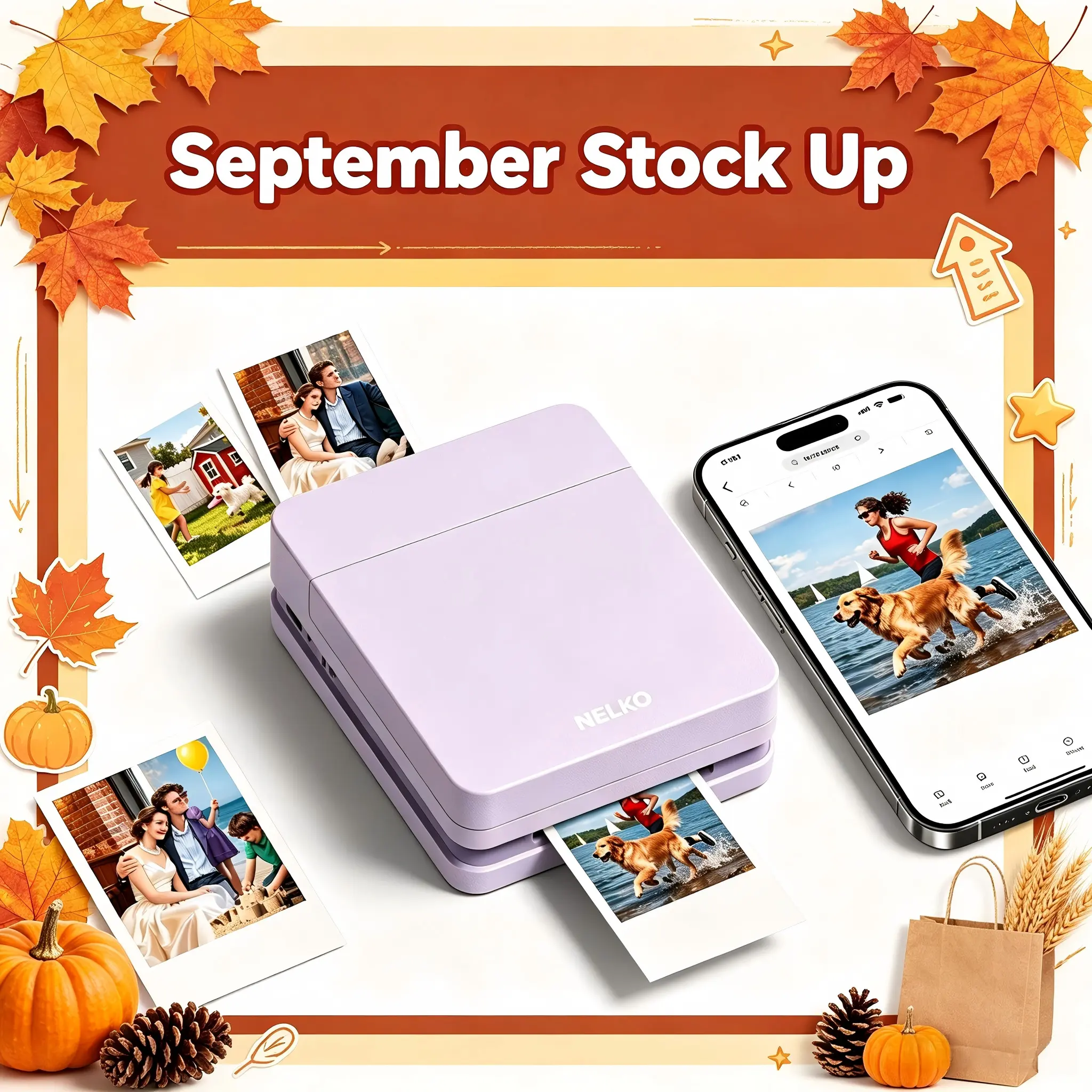 Nelko Pocket PP01 Series Instant Inkjet Mini Color Printer – Back to School Haul Essential, Portable Bluetooth, USB Rechargeable, Sticky-Back/Glossy Photo Paper Support, Fun Editing App, for Students, Party Favors