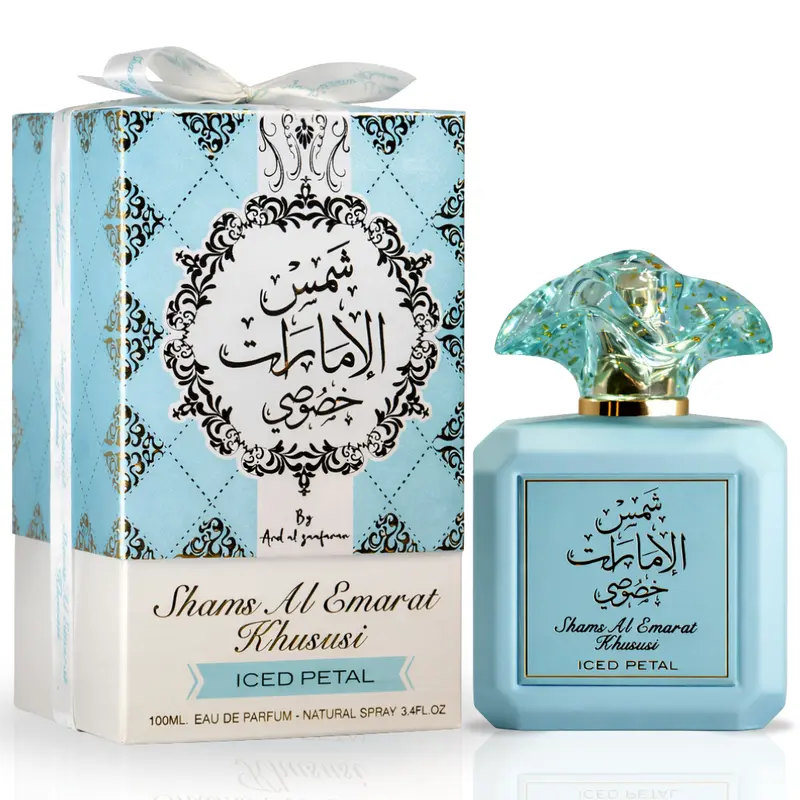 Shams Al Emarat Khususi Iced Petal Eau de Parfum Spray 100ml (3.4 oz) by Ard Al Zaafaran – Sweet Vanilla Musk Floral Women’s Perfume, Long Lasting Luxury Fragrance