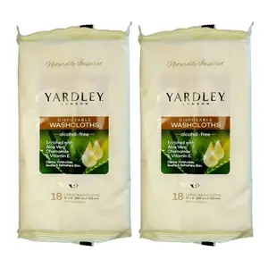 2 Pack of Yardley London Premium Disposable Washcloths - Luxurious High Quality Materials for Face, Body, Travel, and Home Use