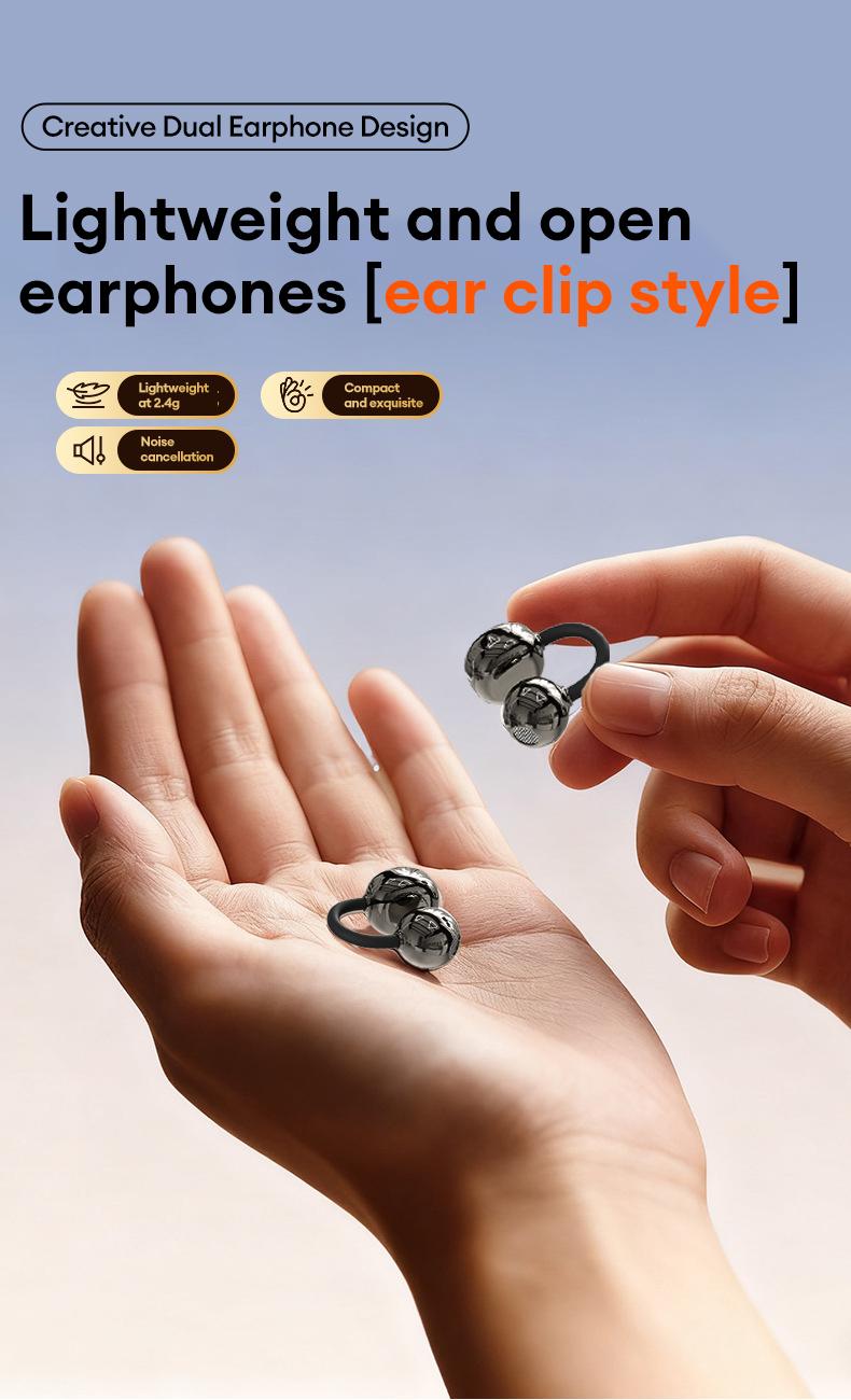 HYUNDAI Power bank & Ear clip type & Sleeping type 3-in-1 wireless Bluetooth headphones,Can charge the phone in reverse,With two pairs of headphones included,Waterproof and sweat-proof, with excellent sound transmission quality,Suitable for couples,sports