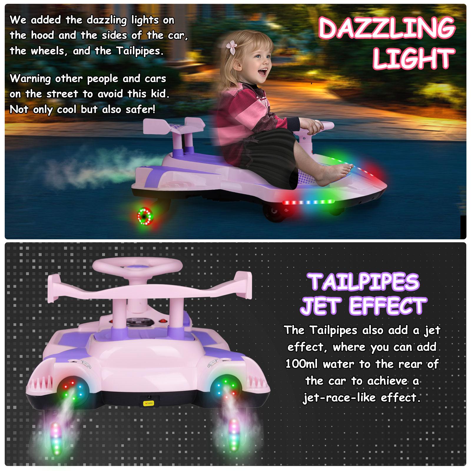 12V Electric Wiggle Car with Pedal, 2 in 1 Wiggle Car Ride On Toys for Kids Ages 3 and Up, Anti-Rollover Flashing Wheels, Bluetooth, Music,Christmas present,Devil Car,Demon Wiggle Car,Drift Swing Car