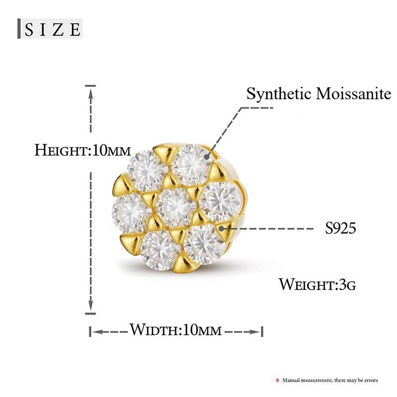 【#E8】UCCIYO New Round Earrings Synthetic Moissanite Luxury Unisex 925 Sterling Silver D VVS White Synthetic Moissanite Hip Hop Jewelry Gift