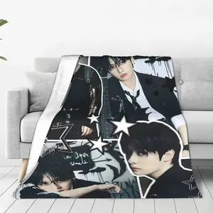 S K-Ids Lee Presents a Cozy Flannel Throw Blanket, Perfect for Home Decor, Bedding, Or As a Gift - Cozy Flannel Bedspread Suitable for All- Use, Soft Warm Bed Cover Suitable for K-pop Fans