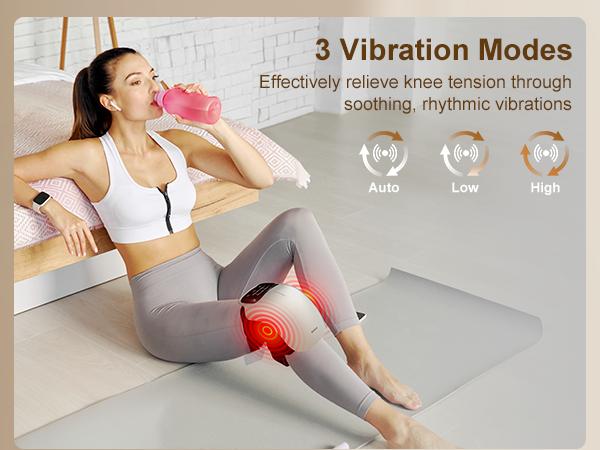 Nekteck Cordless Knee Massager with Heat & Red Light Therapy, 3 Heating Levels & 3 Vibration Modes, Electric for Knee Pain Relief & Women's Gift
