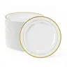 100/200pc 10in Plates Gold Rim Disposable Plates Pack - Jolly Chef Food Grade, BPA-Free Dinner & Dessert Plates for Parties, Weddings - Ideal for Stations, Business Festive Events | Home Party,Festive Supplies,Unbreakable Plate,halloween gift chrismas