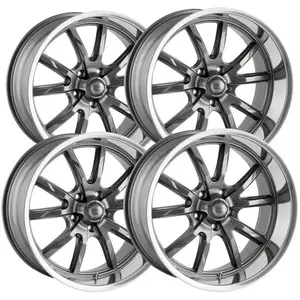 (Set of 4) Staggered Ridler 650 18x8,18x9.5 5x4.75" +0mm Gunmetal Wheels Rims