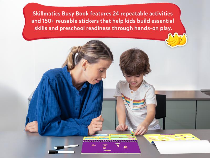 Skillmatics Busy Book for Preschoolers – Preschool Learning Activities, Mess-Free & Pre-Assembled, 150+ Reusable Stickers, Educational Homeschool & Travel Toy, Gift for Toddlers for Ages 3, 4, 5, 6