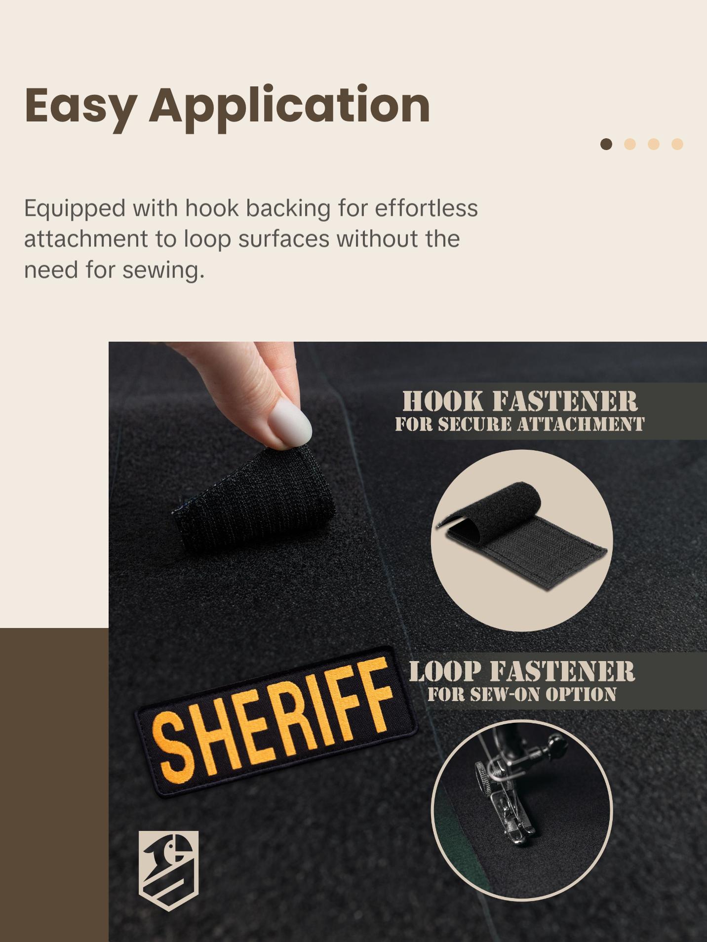 Bluyellow 2pcs Sheriff Patch Set – Embroidered Hook & Loop Costume Patches for Backpack, Dog Harness, Tactical Vest – Yellow on Black