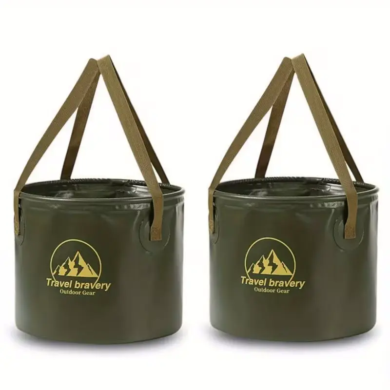 2-Pack Portable Fishing Buckets, Kitchen Garden Watering Bucket, Multi-Functional Camping Water Bucket, Foldable, 2.64 Gallon/20L Capacity
