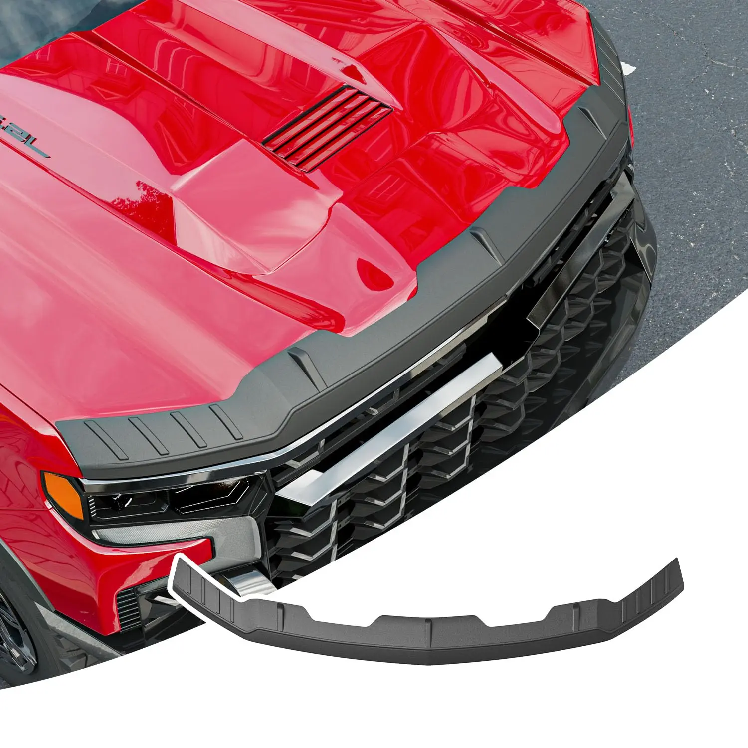 Hood Deflector Compatible With 2019-2024 Chevy Silverado 1500 Protector Tpe Shield Replacement For Accessories