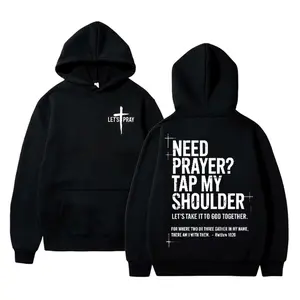 Cozy Need Prayer Hoodie: Tap My Shoulder, Let's Pray Christian Faith Unisex Pullover Sweatshirt with Bible Verse Matthew 18:20 – Inspirational Religious Graphic for Fall Winter Casual Wear
