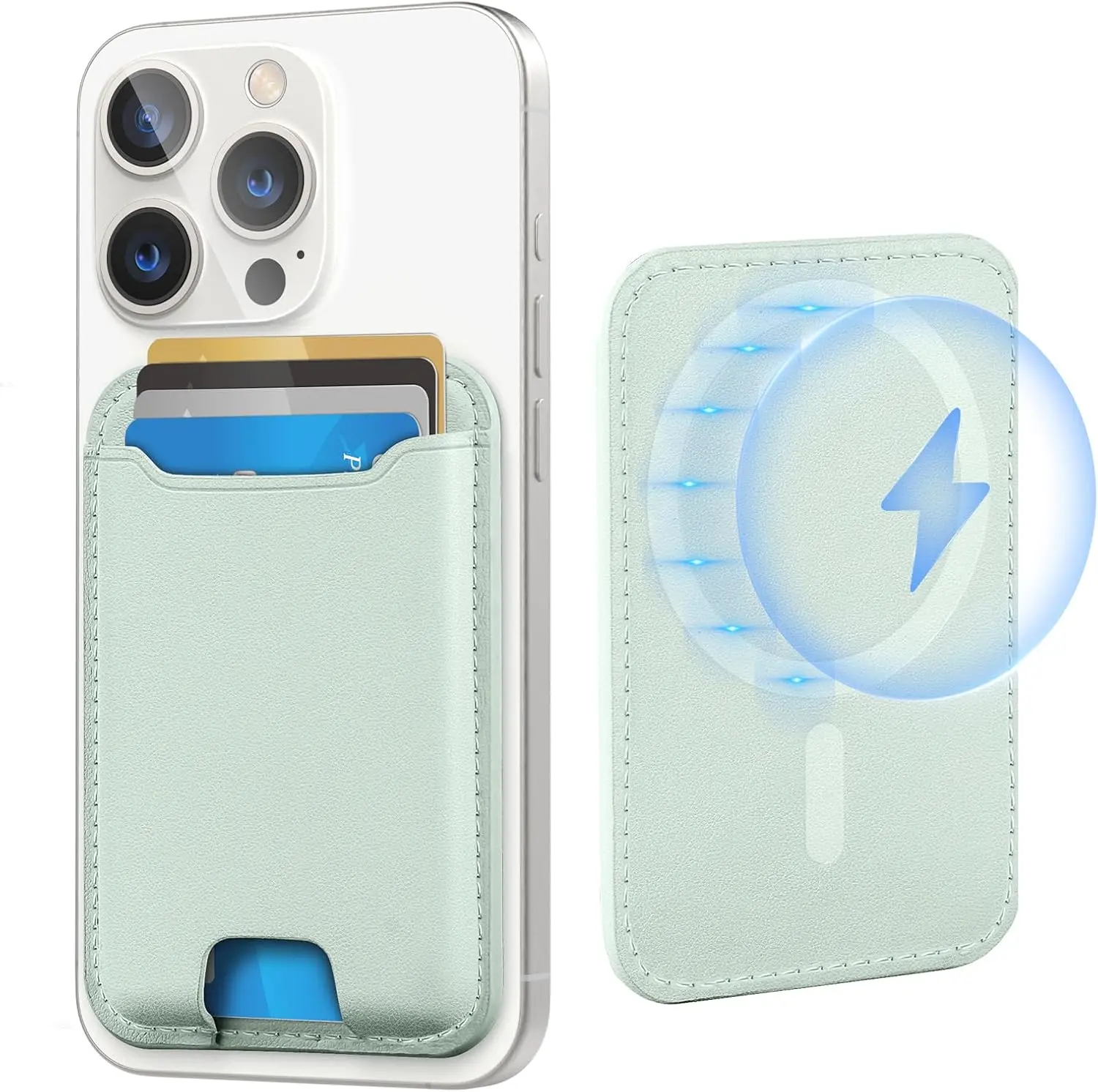 Magnetic Wallet Card Holder for IPhone Leather Magnetic Phone Wallet with Powerful Magnet, RFID Blocking, Fit 4 Cards Electronic Gadgets Camera Cellphone Smartphone Portable Durability Magnetic SummerWins,back to school,back to school haul