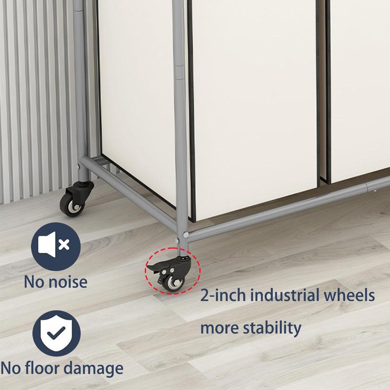 LINZINAR 4 Bag Laundry Basket Sorting Machine Cart with Rolling Lockable Wheels & Detachable Waterproof Bags Large Capacity Oxford Material Easy Assembly