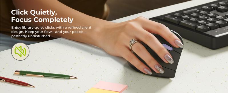 Seenda Ergonomic Mouse Rechargeable, USB+Dual Bluetooth, MOU-302 Vertical Wireless Mouse with Volume Knob, Quiet Clicks, Multi-Device Cordless Mice Compatible for Windows, PC Accessories , Laptop, Mac OS for Work