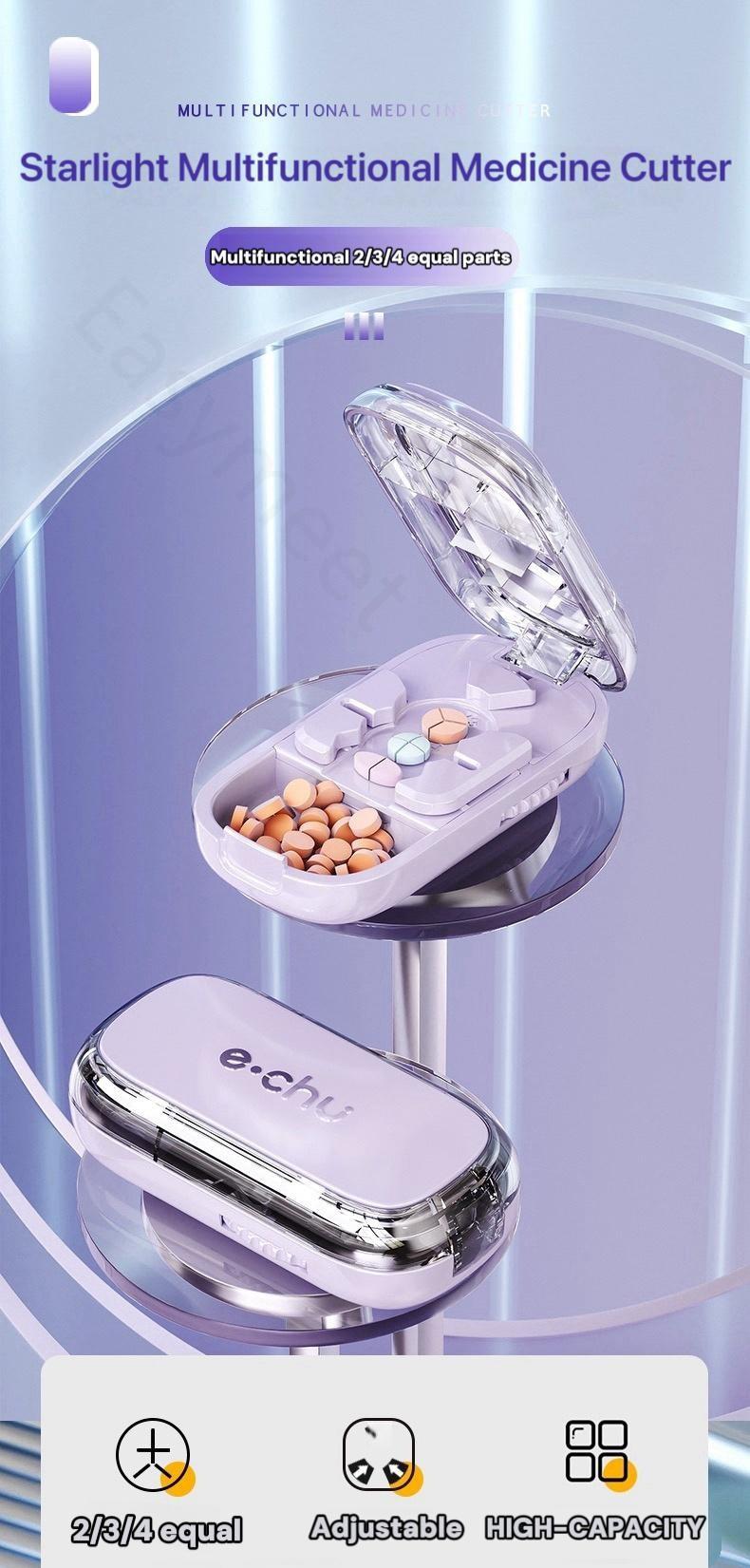[Father's Day Gift]Upgrade-Designed Compact Pill Splitter Box-3-in-1 Medicine Cutter for 1/4 1/2 & 1/3 Doses |Portable Tablet Organizer for Travel, Pet Medication & Daily Use | Fits Different Pill Sizes, Multicolor optional,Pillcutter,Thanksgiving